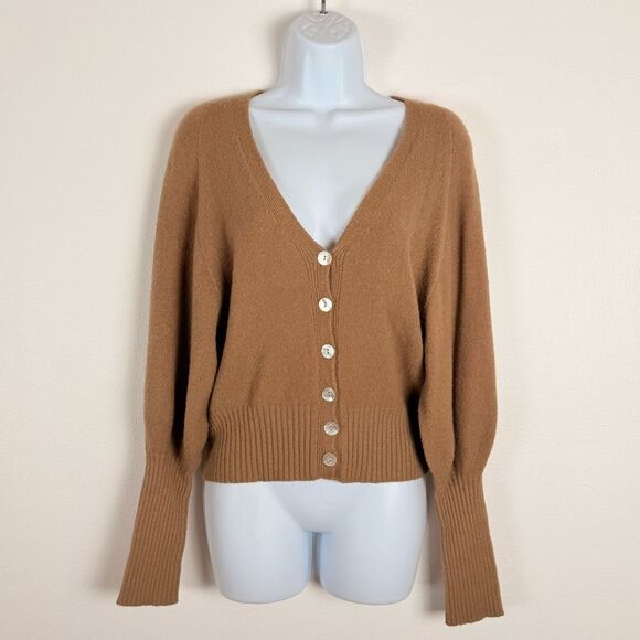 Apparis Italy Stacey Button Up Cardigan Wide Sleeve vegan cashmere Camel Brown - Picture 5 of 16